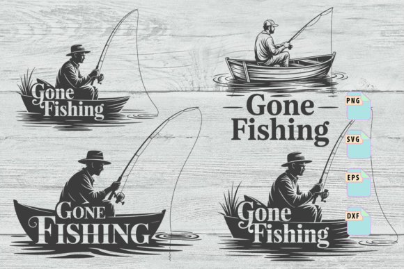 Download Gone Fishing Man in Boat Svg Bundle - Boat Collection
