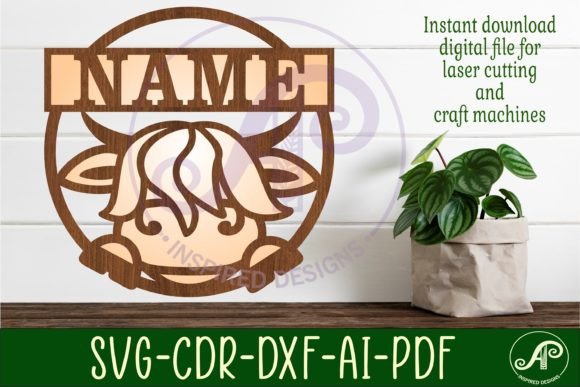 Download Highland Cow Name Sign Svg Laser Cut - Cow name sign Collection