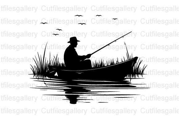 Download Fisherman in Boat SVG, Fishing SVG - Boat Collection