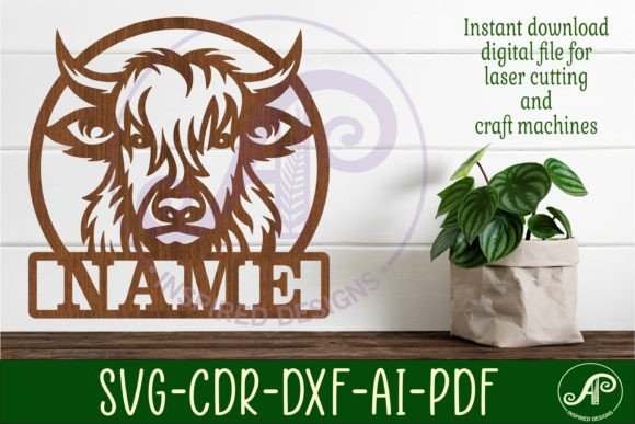 Download Highland Cow Name Sign Svg Laser Cut - Cow name sign Collection