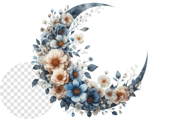 Download Watercolor Floral Moon Clipart - Premium Resources