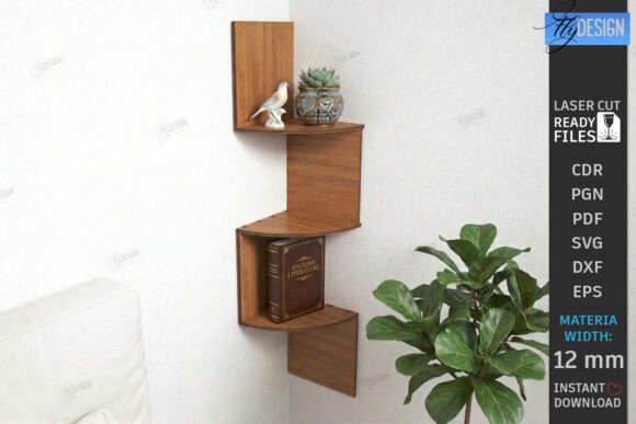 Download Modern Corner Shelf Design Laser Cut - Premium Resources