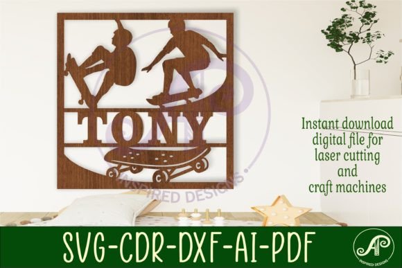 Download Skateboard Themed Name Sign Svg Laser - Premium Bundle
