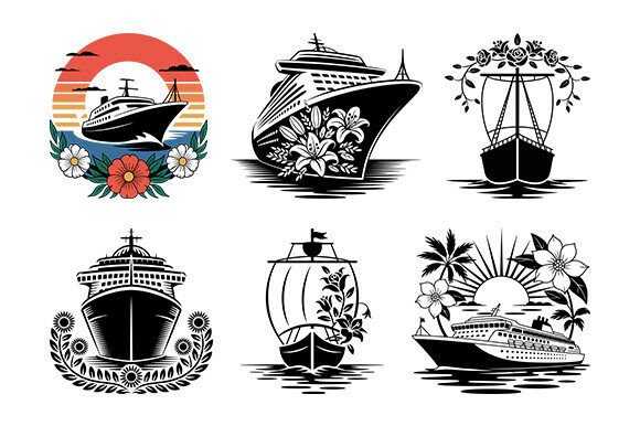Download Floral Cruise Ship Svg,floral Boat Bundl - Boat Collection