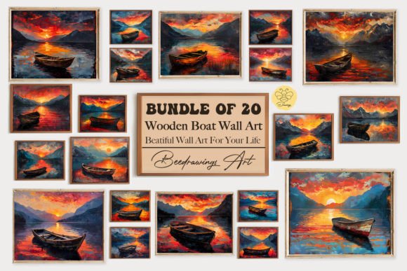 Download Oil Paint Wooden Boat Wall Art Bundle - Boat Collection